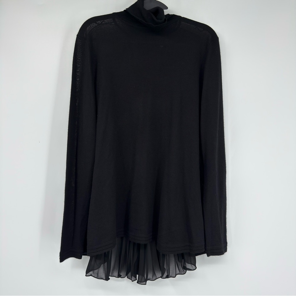 Elie Tahari Pleated Back Turtleneck Cashmere Silk Size M